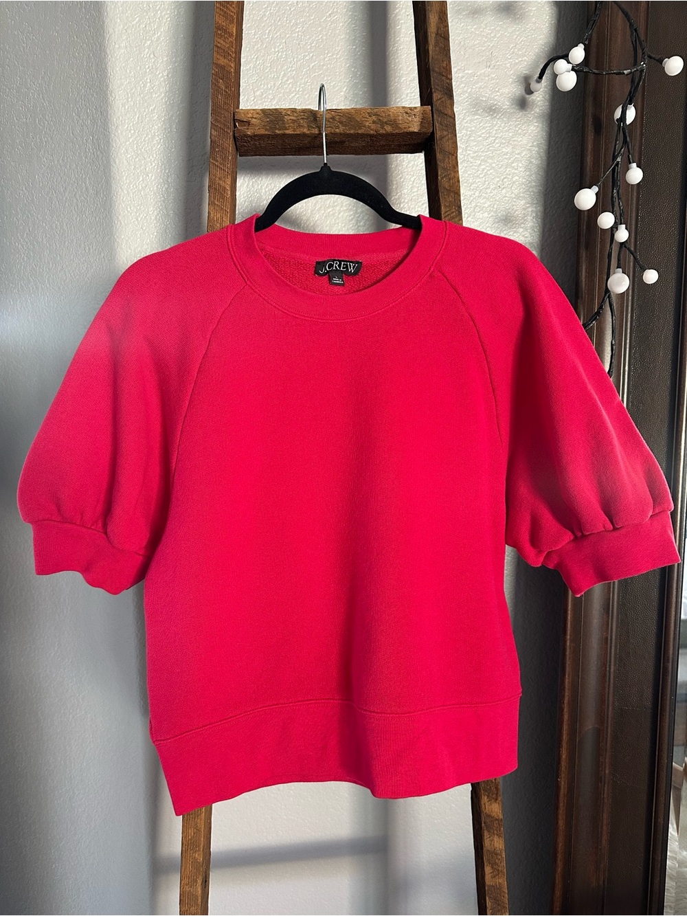 J. Crew Fuchsia Short Sleeve Crewneck Sweatshirt, size large